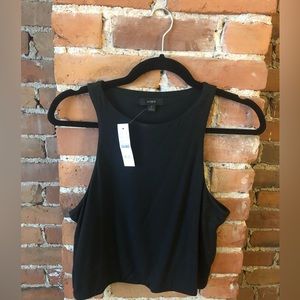 NWT Jcrew Women’s black high neck crop top. 88% modal, 12% elastane
